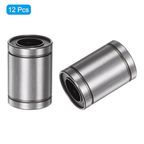sourcing map 12pcs LM12UU Linear Ball Bearings, 12mm Bore Dia, 21mm OD,30mm Length, Linear Motion Bearing for CNC Machine Tool 3D Printer 12
