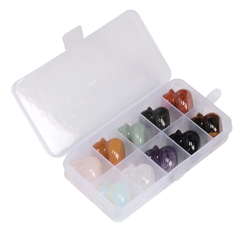 Justinstones 10pcs Random Material 30mm Gemstone Hand-Carved Healing Stone Duck Decor, Animal Spirit Totem Sculpture Figurines for Home, Office, Meditation, and Gift Collection 10pcs Random Material duck