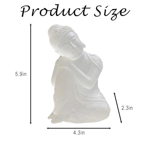 Transparent Resin Buddha Statue 5.9 Inch Home Decor White