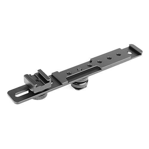 ChromLives 8'' Cold Shoe Extension Bar, Flash Straight Bracket, Camera Dual Mount Flash Bracket Compatible with Nikon Canon Sony Olympus DSLR Camera Camcorder DV Dual camera mount