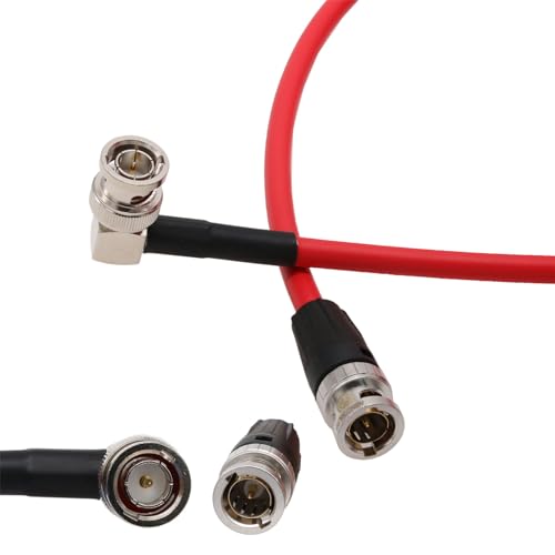 12G SDI Raw 4K 60p Video Cable Right Angle to Straight BNC 75 ohm Coaxial Shielded for Sony Alexa DSMC2 Camera Blackmagic SmallHD Atomos Monitor (50cm, Red) 50 cm