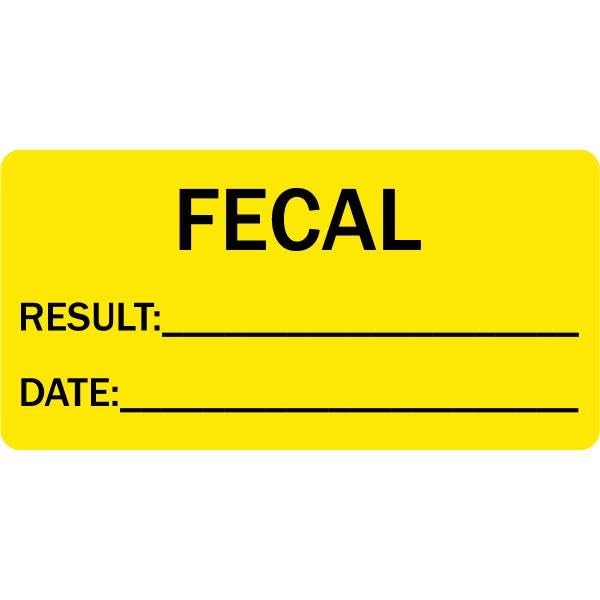Fecal Result/Date Veterinary Labels - [500 Labels/1 Roll], 2” x 1”, Yellow | Exam, Cage, Chart Stickers for Veterinary Clinics & Hospitals | LabelValue Brand