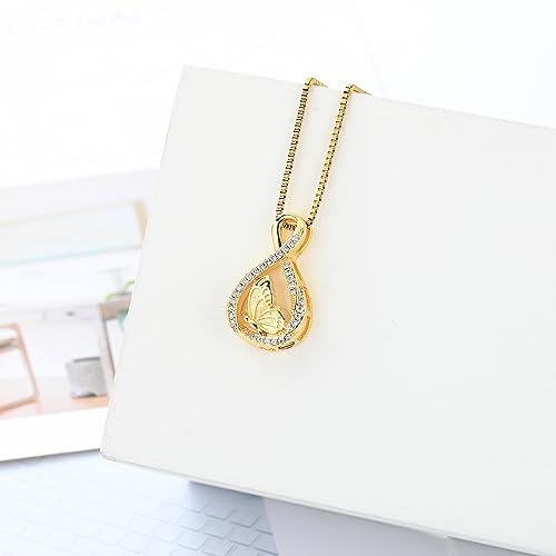 XSMZB Cremation Jewelry for Ashes Infinity Urn Necklaces for Ashes Pendant Locket Keepsake Memorial Jewelry for Urns Butterfly-Gold