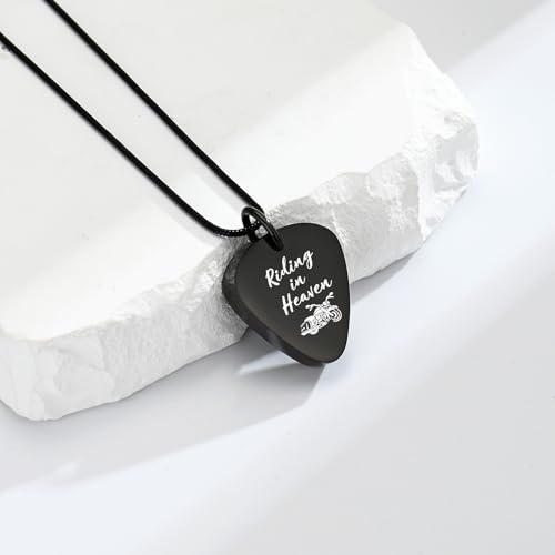 zeqingjw Urn Necklace for Ashes Motorcycle Cremation Urn Pendant Riding in Heaven Memorial Ash Keepsake Cremation Jewelry for Men Women Black