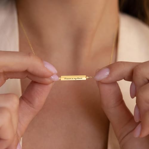 Horizontal Bar Cremation Jewelry Urn Necklaces for Ashes for Women Stainless Steel Ashes Jewelry Cube Ashes Necklace Bar Urn Pendant Forever in My Heart Gold Forever in my heart