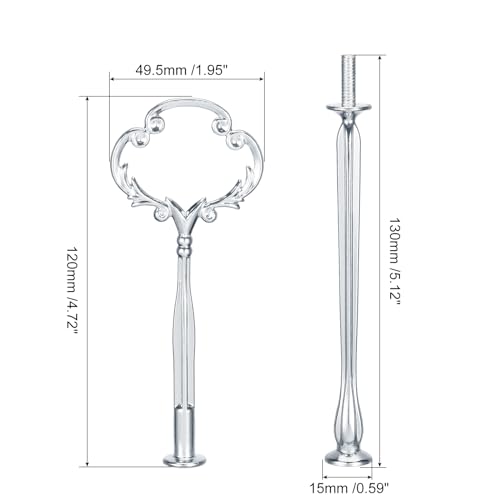 uxcell 6 Set 3-Tier Cupcake Stand Hardware Handles Cake Plate Stand Handle Silver