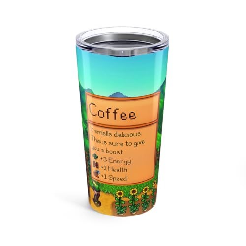 Original Retro Game Stats Tumbler, 20 Oz Insulated Stainless Steel Coffee Travel Cup