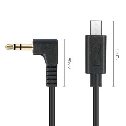 1FT Micro USB 15-Pin to 3.5mm Right Angle Timecode Cable - 90° Angled Camera timecode Cable for FX3 FX-30 A7M3 A7M4 A7S2 A7S3, 3.5mm Audio Timecode Sync, Gold-Plated Connectors 2-Pack