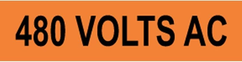 ComplianceSigns.com 480 Volts Ac Label Decal, 4x1 in. 10-Pack Vinyl for Electrical Pipe Markers, Made in USA