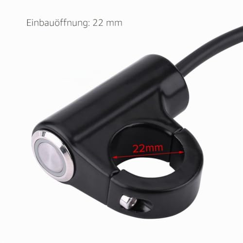 Motorcycle Handlebar Switch, 22 mm Aluminum Handlebar Horn Power Start Switch ON/OFF Waterproof Push Button Switch Handlebar Mount Blue Ray 10-12V 10-16A CNC(B) B