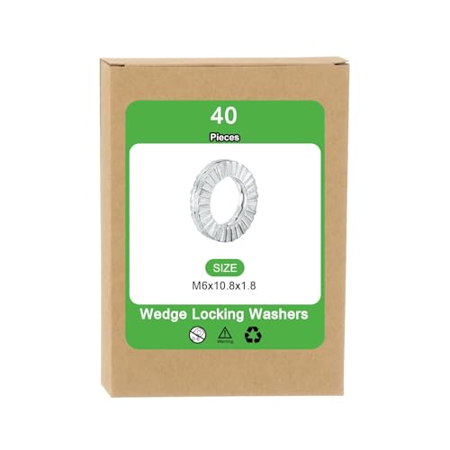 uxcell M6 wedge locking washers, manganese steel, 40-piece set for bolts