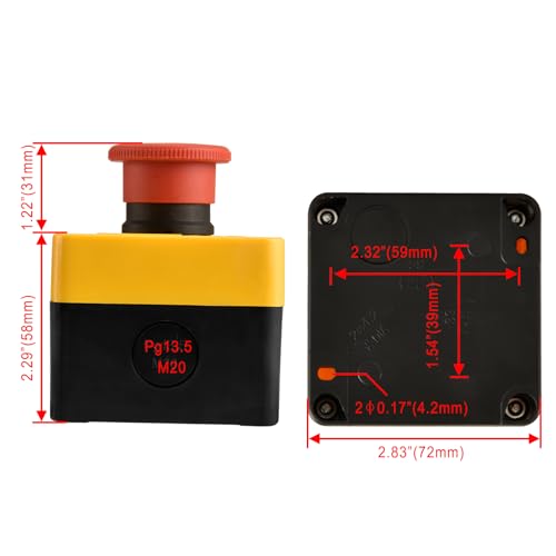 Heschen Red Sign 660V 10A 1NO 1NC Push Button Emergency Stop Switch with Box Twist Release IP65 Waterproof for Industrial Safety Control Drehentriegelung 1NO 1NC