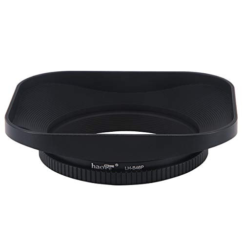 Haoge LH-B46P 46mm Square Metal Screw-in Lens Hood Hollow Out Designed with Cap for Leica Rangefinder Camera with 46mm E46 Filter Thread Lens Black