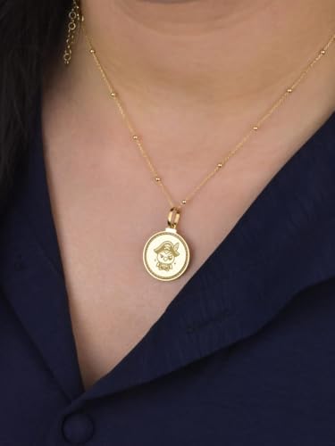 LKBEADS 925 Sterling Silver Saint Augustine Skyline Map Engraved Round 28mm Pendant Necklace Gold Plated Charm For Men & Women With 18 Inch Cable Handmade Jewelry |LK_ENGP_0727