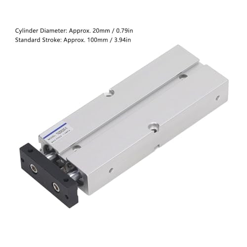 2 Shaft Air Cylinder Double Rod Double Acting Cylinder Compound Action Type Pneumatic Cylinder 20mm Dia 100mm Stroke
