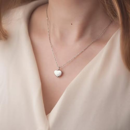 3 Pack Tiny Heart Urn Necklaces for Ashes for Women Men Cremation Jewelry Small Heart Urn for Human Ashes Holder Memorial Keepsake Pendant 3pcs-Silvery