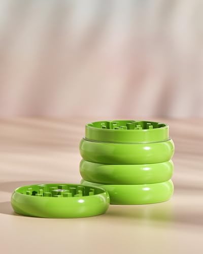 Ceramic Non-Stick Cloud Wavy Green Grinder 4 Part Metal Herb Grinder for Spices with Pollen Scraper and Micron Screen 55mm