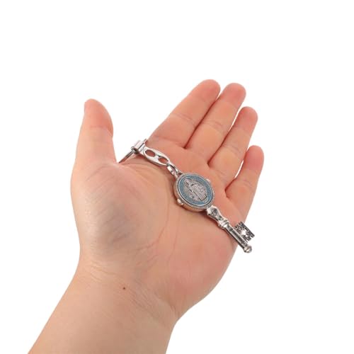Operitacx 10pcs Key Shaped Saint Benedict Medal Keychain Pendant