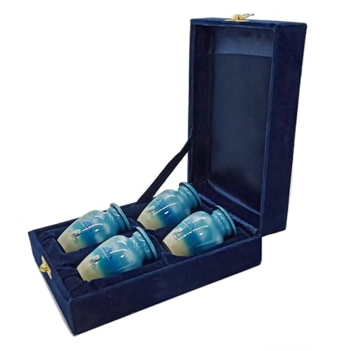 UR Keepsake Urn Set of 4 Beach Picnic Side Cremation Urn for Human Ashes with Velvet Box and 4 Velvet Bag-Mini Keepsake Urn (3 cu.in x 4pcs)