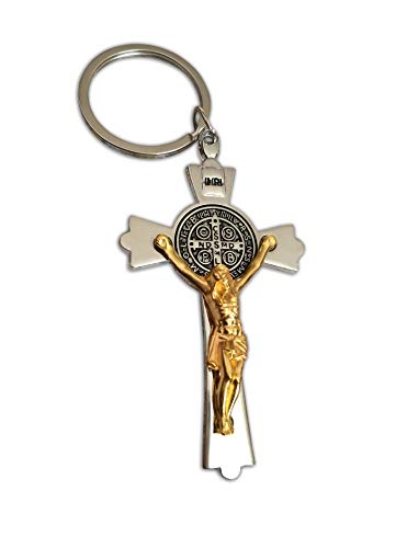 St Benedict Crucifix Keyring - Jesus Cross Religious Keychain