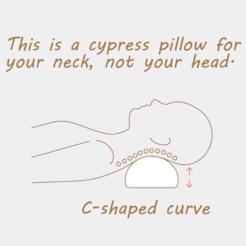DEAD SKIN Wooden Pillow Hinoki Semicircular Pillow Made of Hinoki Cypress for Stiff Neck_11.8 inch x 2.16 inch