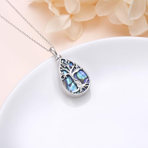 925 Sterling Silver Urn Necklace Cremation Jewelry for Women Tree of Life