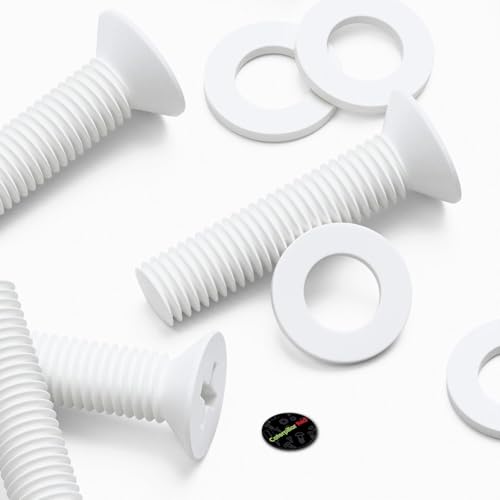 20x Caterpillar Red white PP plastic countersunk screws, M5 x 20mm bolts with nuts and washers