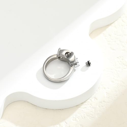 Infinity Urn Ring for Ashes for Women Mom Birthstone Finger Keepsake Rings for Holds Loved One Ashes White 8
