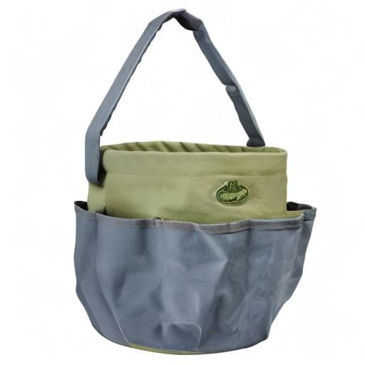 Esschert Design gray round garden tool bag, single gardening tool storage pouch