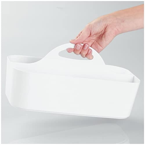 mDesign Bathroom Shower Caddy Tote for Shampoo, Soap, Razors - Medium, White