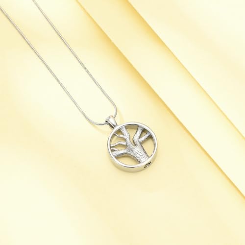 Tree of Life Cremation Jewelry Urn Necklaces for Ashes Memorial Keepsake Urn Pendant Necklace for Ashes Silver