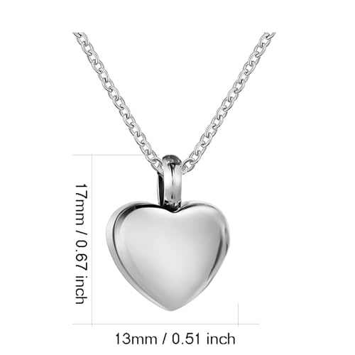3 Pack Tiny Heart Urn Necklaces for Ashes for Women Men Cremation Jewelry Small Heart Urn for Human Ashes Holder Memorial Keepsake Pendant 3pcs-Silvery