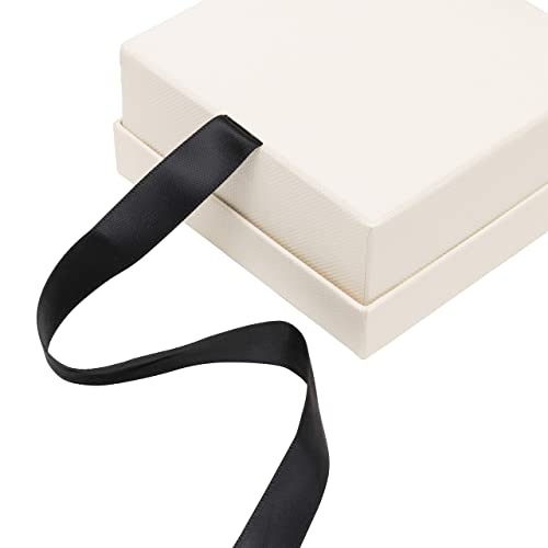 Noble Piano Wood Earring Box - Luxury French Clip Earring Gift Box with Reversible Pad for Pendant - Jewelry Gift Box for Earrings or Pendant - Comes with Two Piece Packer and Ribbon (Black) Earring/Pendant Box (Reversible Pad) Black