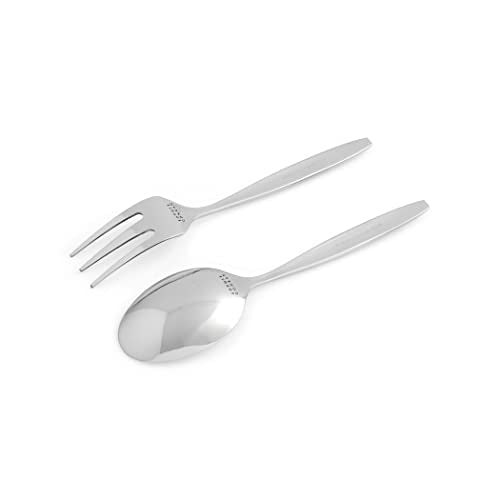 Portmeirion Sophie Conran Arbor Salad Servers - Set of 2, 10 Inch Stainless Steel Serving Utensils with Rounded Slender Handles for Dining, Kitchen & Salad Tableware - Dishwasher Safe