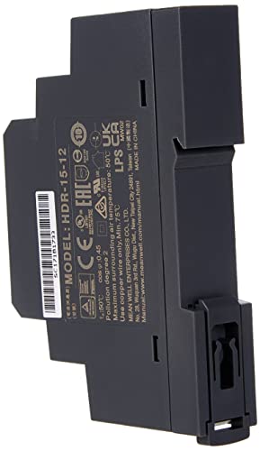 DIN Rail Power Supply 15W 12V 1.25A MeanWell HDR-15-12 DIN Rail Transformer (Pack of 2) black HDR-15-12 (Pack of 2)