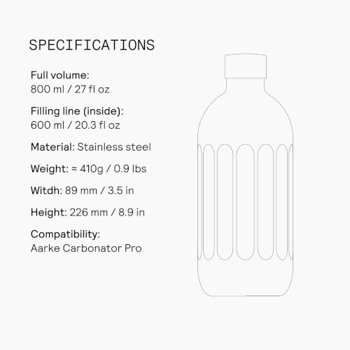 aarke Carbonator Pro To-Go - Stainless Steel Travel Bottle, 27oz 27.1 Ounces
