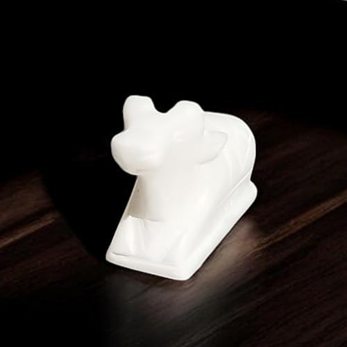 White Marble Nandi Bull Idol – 2.5" Shiv Ji Vahana Cow Figurine for Vastu, Good Luck, Success & Prosperity – Puja Room Decor, Home Temple Showpiece, Gift Item – Pack of 1