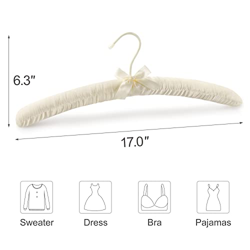 TOPIA HANGER Satin Padded Hangers for Women Clothing 17-inch 10 Pack Ivory 10 PCS