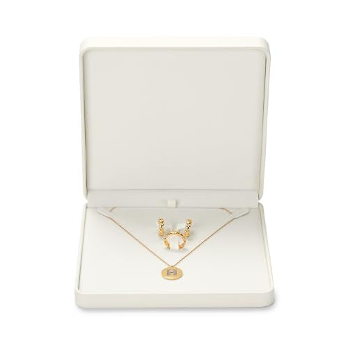 Oirlv Leather Jewelry Set Box Big Necklace Storage Case Jewelry Gift Box Creamy-white Big Necklace Box
