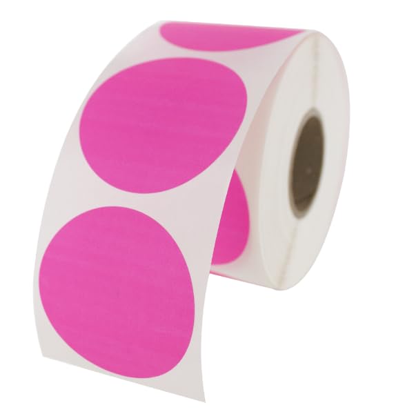Fluorescent Pink Circle Stickers and Labels - 1.5"