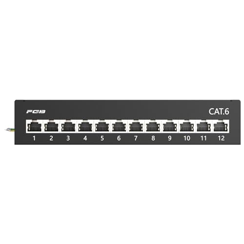 FGB CAT 6 Patch Panel Distribution Panel 12 Port | 12X Shielded RJ45 Socket, Table/Wall Mount/Desktop, STP (Shielded), LSA Distribution Panel, TIA568A TIA568B 12 port - wall mounting