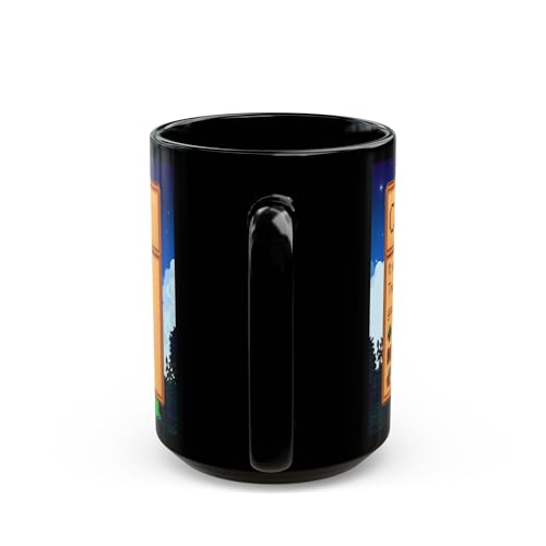 Creator's Cove Stardew Valley Game Black Coffee Mug Drink, Gift for Video Game Lover Farm Adventure Gaming Cup For Family Friends 15 Ounces
