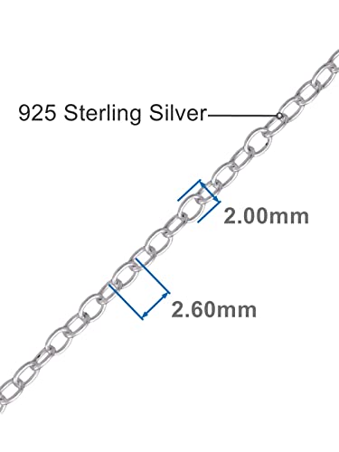 Designer Inspirations Boutique 925 Sterling Silver 2/2.5/3.4/3.8 MM Wide Cable/Open Cable/Twisted Cable Chain Necklace for Women Men Unisex - 16" 18" 20" 22" 24" 26" Inch 18 Inches Box