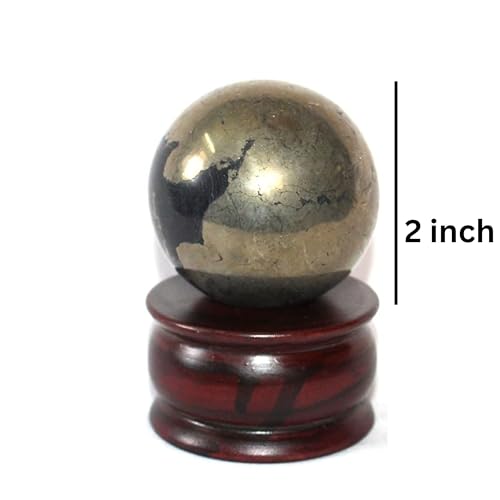 Jet Pyrite Crystal Sphere 50-55 mm | Natural Pyrite Ball for Wealth, Abundance, Protection & Vastu | Healing Stone Sphere for Energy, Reiki, Meditation & Home Décor