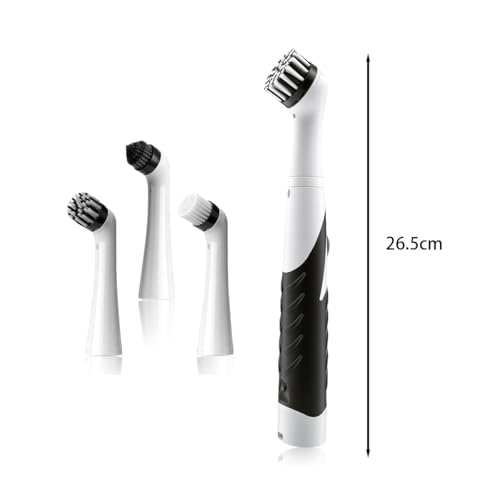 Riven Electric Cleaning Brush Cordless Battery Powered Scrubber with 3 Brush Heads for Kitchen Bathroom Tile Floor Black
