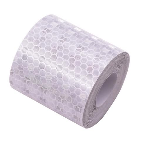 QUUPY 2Rolls Silver Reflective Tape Waterproof PVC Self-Adhesive Warning Stickers Reflector Tape for Bicycle Car Truck Motorcycle Helmets(5cmx3m)