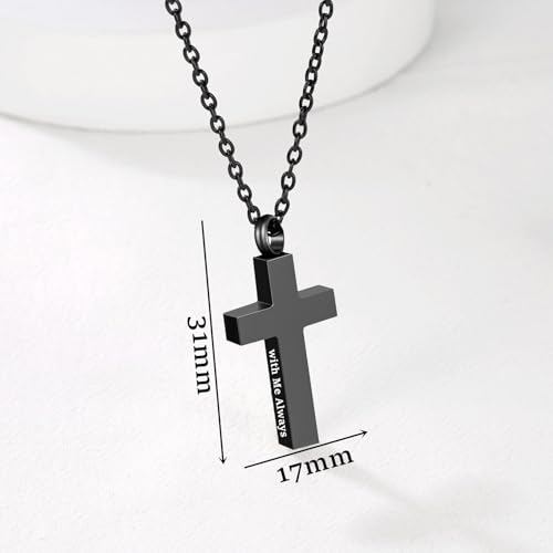 RIPFEVURN Cremation Jewelry Black Cross Urn Necklaces for Ashes for Women Men Human Ashes with Me Always Memorial Keepsake Pendant 1pc-Black-Dad
