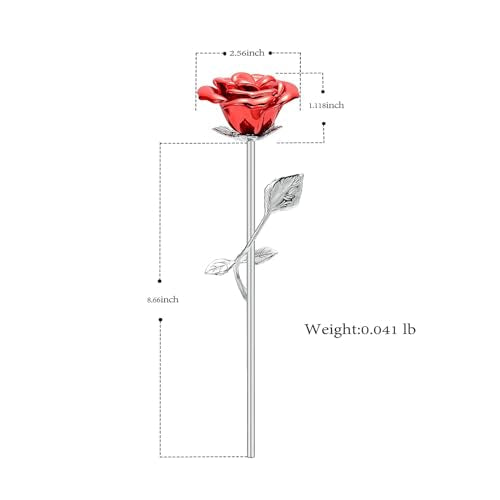 Rose Flower Keepsake Urns for Human Ashes Memorial Urn Locket Long Stem Colourful Roseflower Cremation Urns Funeral Urn for Pet Cat Dog Ashes Roseflower Ornaments (Red Silver) Red Silver