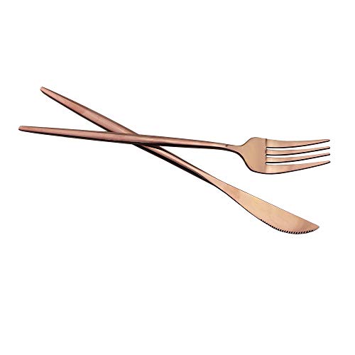 JASHII 24 Pieces 304 Stainless Steel Rose Cutlery Set Home Kitchen Silverware Set, Mirror Polished, Knife/Fork/Spoon, Modern Elegant Silverware Set for Party, Christmas Rose Gold
