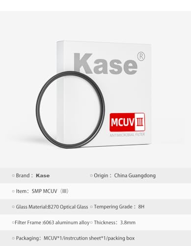 Kase SMP MCUV III Screw-in Slim UV Filter Multicoated Tempered Hardened Optical Glass Anti-Flare Low Reflection (55mm) 55mm